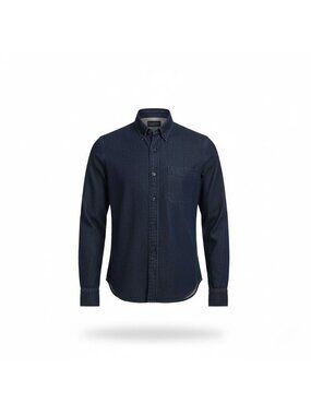 Lucky Brand Dark Wash Denim Mens Button-Up Long Sleeve Shirt Size S